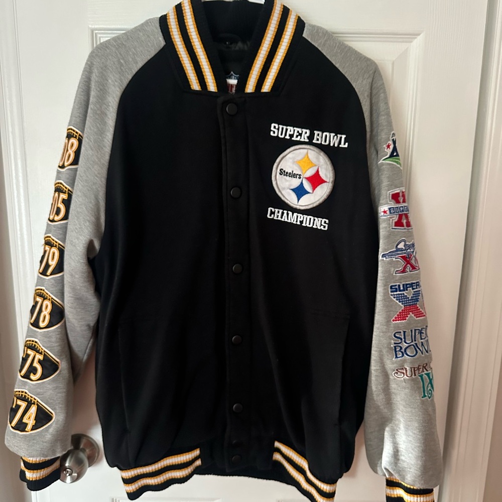 Men's Black and Gray Super Bowl Champions Jacket